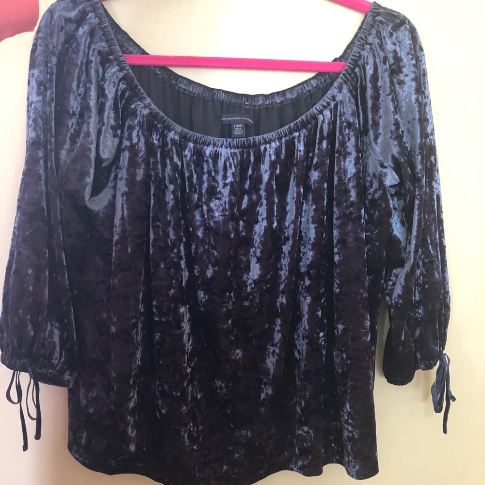 American Eagle Velvet Off-the-Shoulder Top